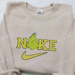 Nike x Grinch Head Embroidered Shirt – Custom Holiday Apparel for Nike Fans