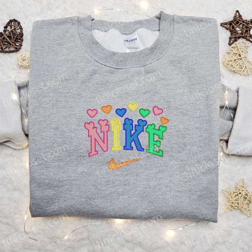 Nike x Heart Colorful Embroidered Sweatshirt: Custom Shirt for Best Valentine s Day Gift Ideas