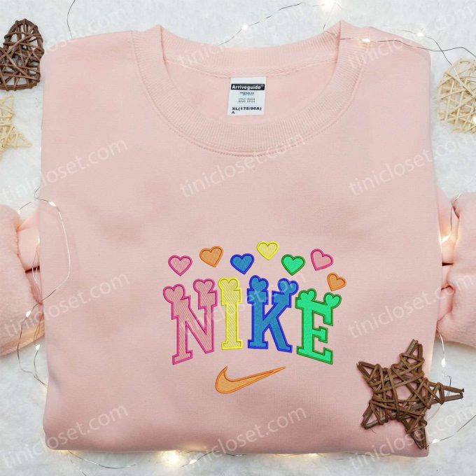 Nike x Heart Colorful Embroidered Sweatshirt: Custom Shirt for Best Valentine s Day Gift Ideas