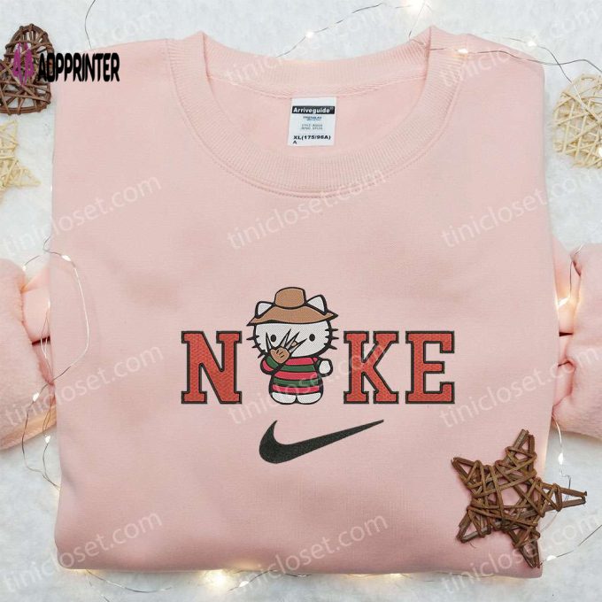 Nike x Hello Kitty Freddy Krueger Hoodie: Funny Halloween Embroidered Sweatshirt Best Family Gifts