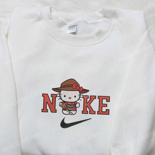 Spooky Nike x Hello Kitty Freddy Krueger Embroidered Sweatshirt T-shirt & Hoodie – Perfect for Halloween!