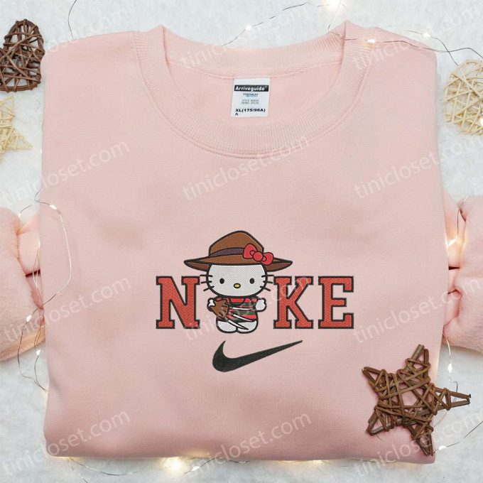 Spooky Nike x Hello Kitty Freddy Krueger Embroidered Sweatshirt T-shirt & Hoodie – Perfect for Halloween!