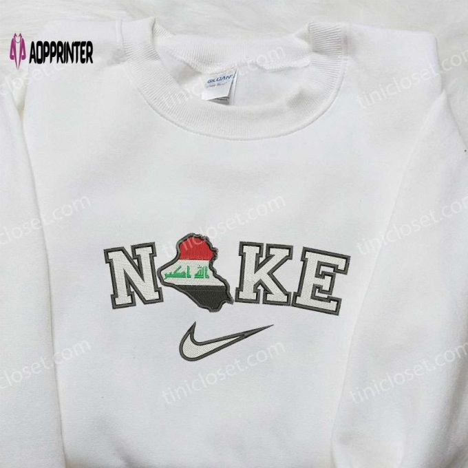 Nike x Iraq Map Embroidered Shirt: Unique National Day Gift Idea – Nike Inspired Design