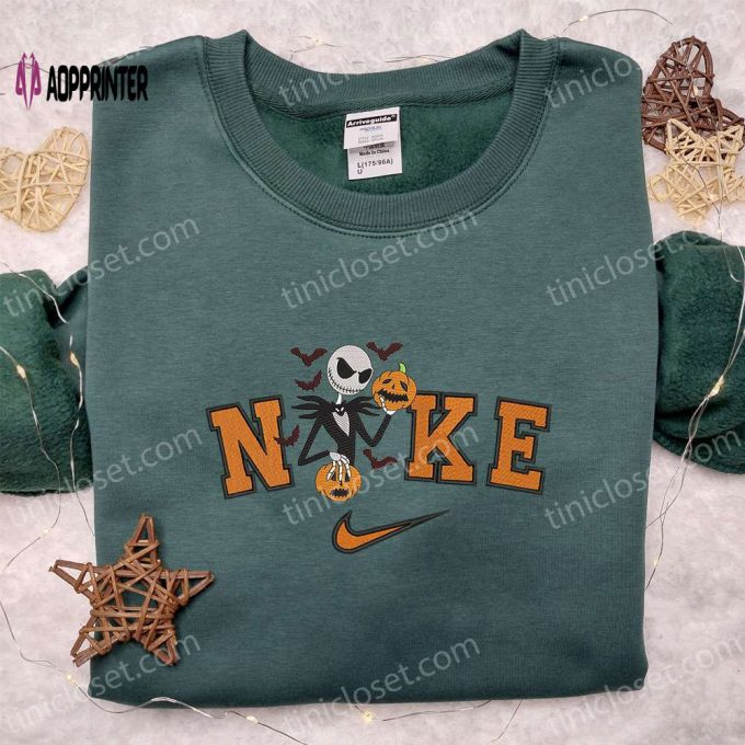 Nike x Jack Skellington Halloween Hoodie & T-Shirt: Nightmare Before Christmas Embroidered Apparel