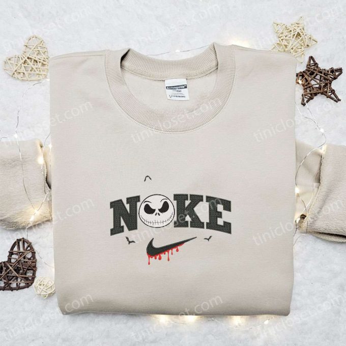 Nike x Jack Skellington Skull Hoodie & Embroidered T-shirt Nightmare Before Christmas Characters Nike Inspired Sweatshirt