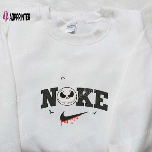 Nike x Jack Skellington Skull Hoodie & Embroidered T-shirt Nightmare Before Christmas Characters Nike Inspired Sweatshirt