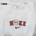 Nike x Jason Voorhees Embroidered Hoodie: Horror Movie Sweatshirt & Nike Inspired T-Shirt