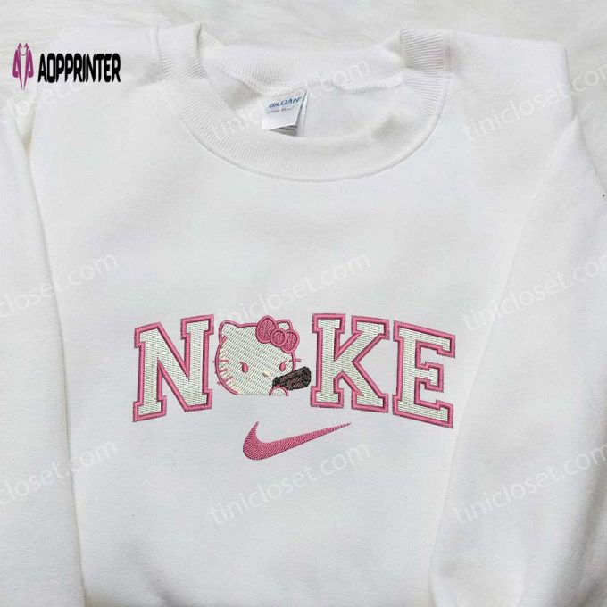 Nike x Kitty Embroidered Shirt: Unique Nike Inspired Design Perfect Family Gift