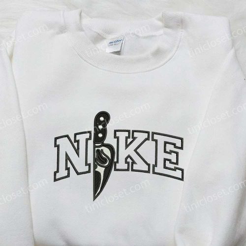 Nike x Knife Halloween Embroidered Shirt: Spooky & Stylish Nike-Inspired Design