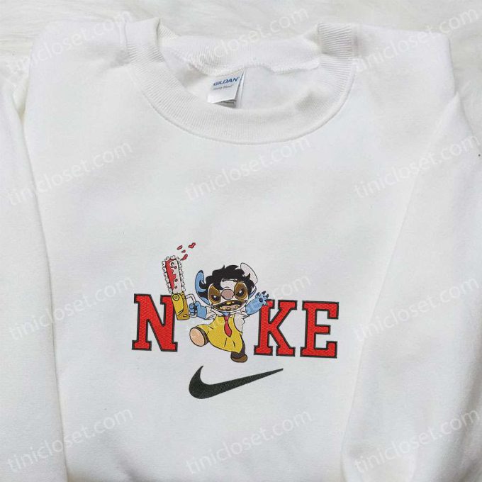 Nike x Leatherface Stitch Sweatshirt Horror Movie Characters Hoodie & Inspired T-shirt