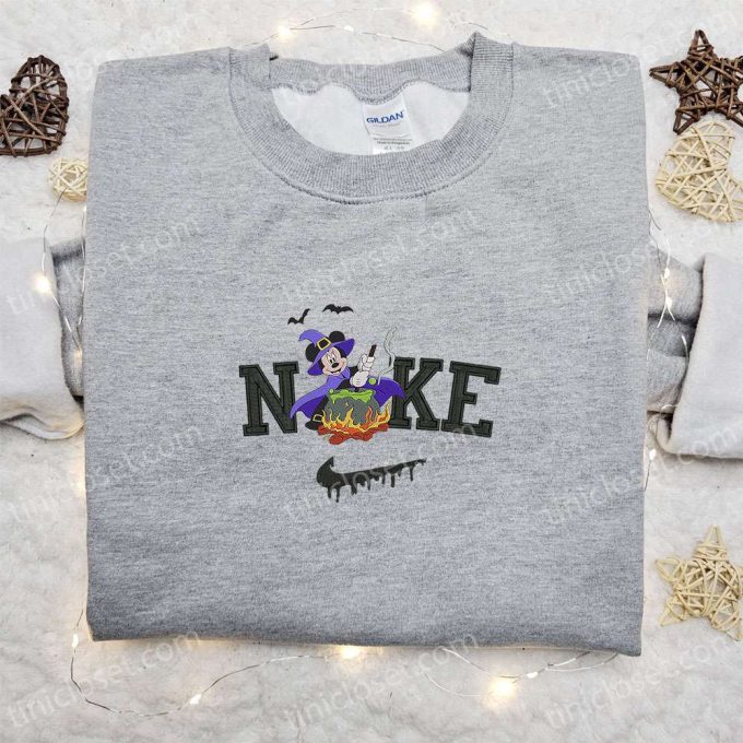 Disney Characters Embroidered Sweatshirt T-Shirt & Hoodie – Nike x Mickey Mouse Witch Bat Design