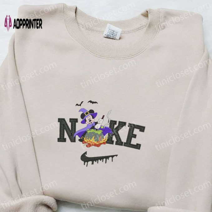 Disney Characters Embroidered Sweatshirt T-Shirt & Hoodie – Nike x Mickey Mouse Witch Bat Design