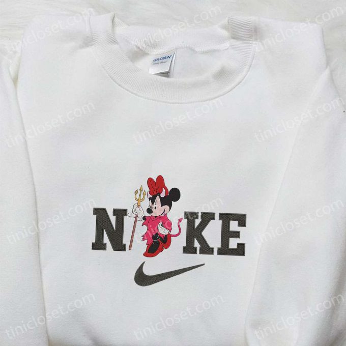 Nike x Minnie Devil Embroidered Hoodie: Disney Characters Sweatshirt Best Family Gifts