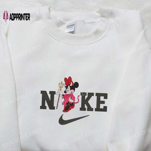 Nike x Minnie Devil Embroidered Hoodie: Disney Characters Sweatshirt Best Family Gifts