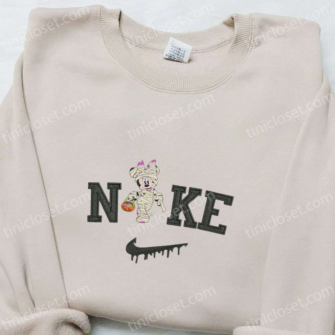 Nike x Minnie Mouse Mummy Embroidered Hoodie: Disney Characters Sweatshirt Perfect Family Gift