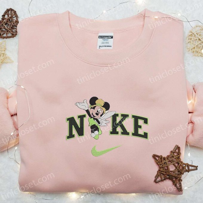 Disney Characters Embroidered Hoodie: Nike x Minnie Mouse & Tinker Bell Sweatshirt – Perfect Family Gifts