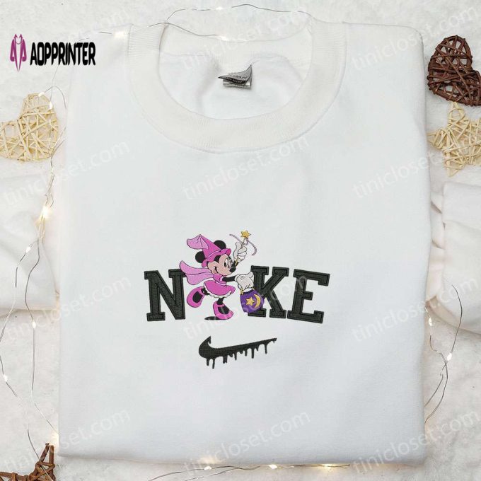 Nike x Minnie Mouse Witch Embroidered Hoodie – Disney Characters Sweatshirt Perfect Family Gift