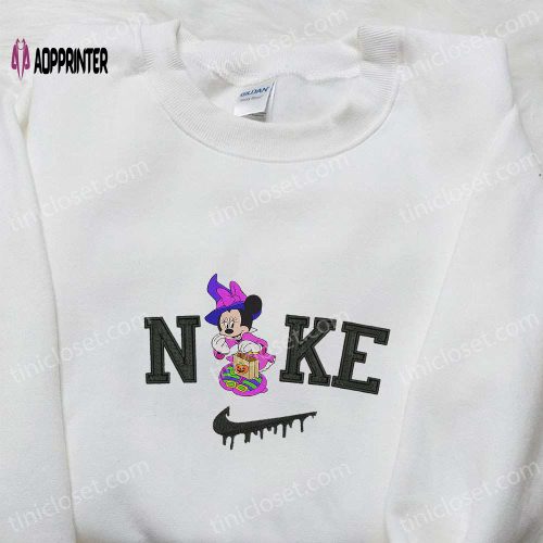 Nike x Minnie Witch Halloween Embroidered Shirt & Disney Characters Sweatshirt: Best Family Gifts