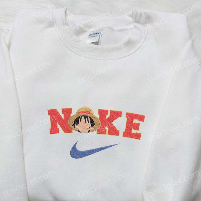 Nike x Monkey D Luffy Anime Embroidered Shirt – One Piece T-shirt Perfect Gift for Family