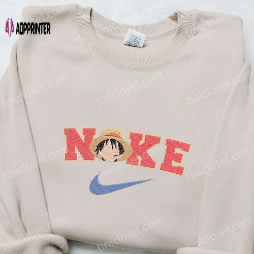 Nike x Monkey D Luffy Anime Embroidered Shirt – One Piece T-shirt Perfect Gift for Family