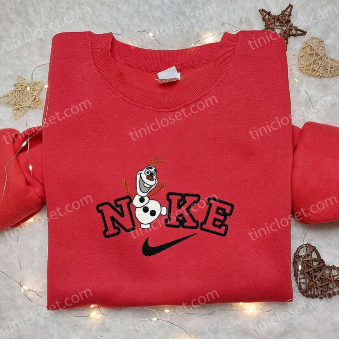 Nike x Olaf Cartoon Embroidered Hoodie Christmas Shirt Nike Inspired T-shirt