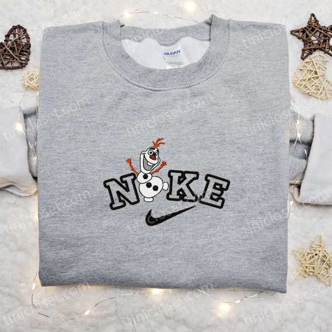 Nike x Olaf Cartoon Embroidered Hoodie Christmas Shirt Nike Inspired T-shirt