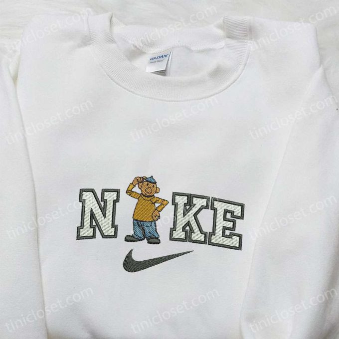 Nike x Pat Cartoon Embroidered Hoodie & Shirt: Shop Nike Inspired T-shirt with Pat and Mat Embroidery