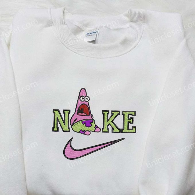 Nike x Patrick Star Embroidered Sweatshirt SpongeBob SquarePants 4D Cartoon Embroidered Shirt Nike Inspired Shirt