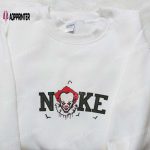 Spooky Nike x Pennywise Face Embroidered Shirt & Hoodie: Perfect Halloween Gifts!