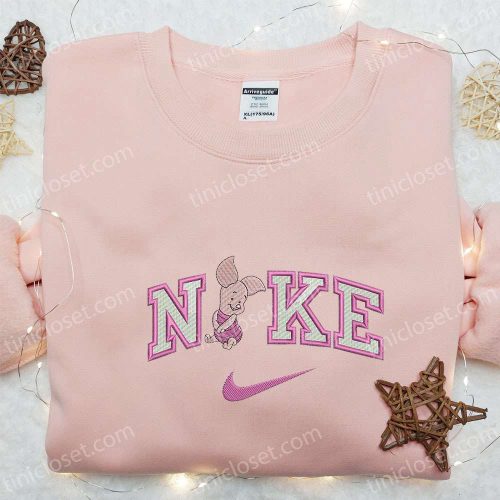 Nike x Piglet Cartoon Embroidered Shirt: Disney Characters & Nike Inspired T-Shirt