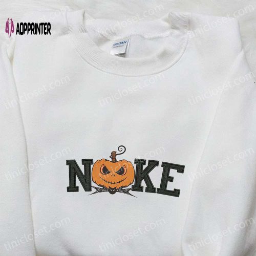 Nike x Pumpkin Jack Skellington Embroidered Shirt – Spooky Nike Inspired Pumpkin Shirt