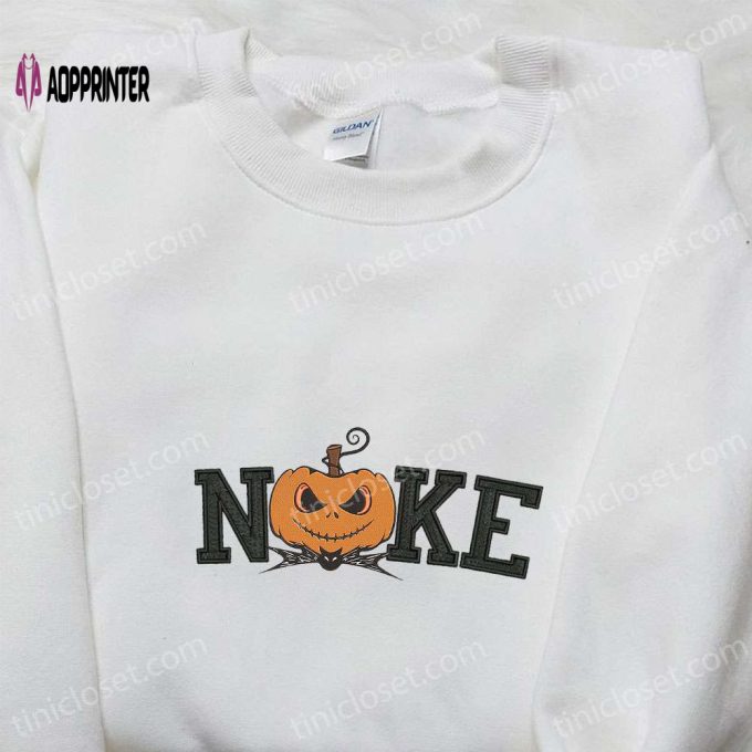 Nike x Pumpkin Jack Skellington Embroidered Shirt – Spooky Nike Inspired Pumpkin Shirt