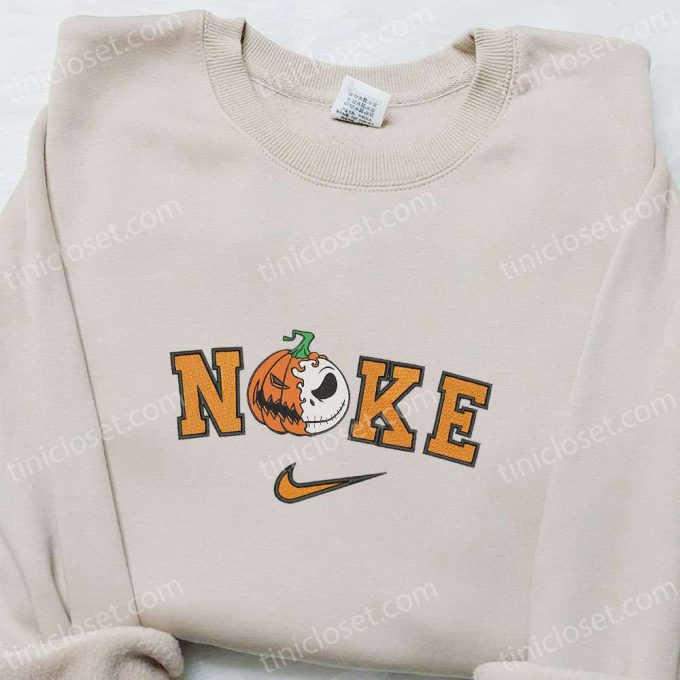 Nike x Pumpkin Monster Halloween Embroidered Hoodie & T-Shirt: Spooky Nike-Inspired Sweatshirt