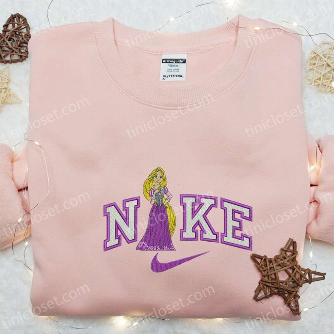 Nike x Rapunzel Cartoon Embroidered Shirt Disney Characters Sweatshirt Custom Hoodie