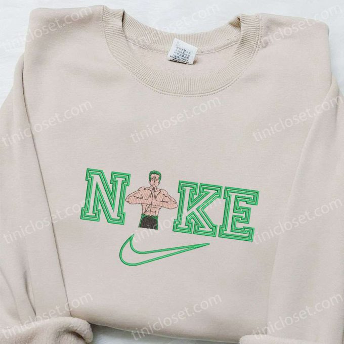 Nike x Roronoa Zoro Anime Sweatshirt: Best One Piece Embroidered Shirt Perfect Family Birthday Gift