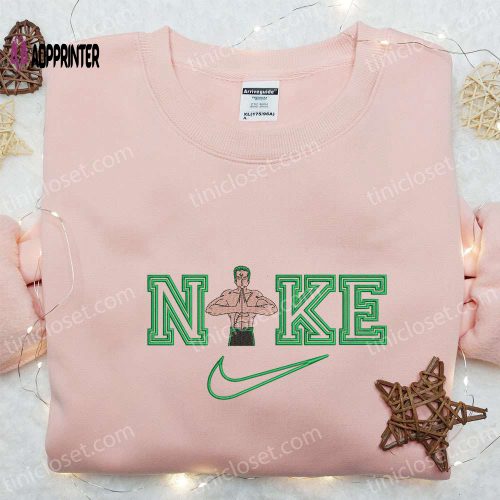 Swoosh x Roronoa Zoro Anime Sweatshirt: Nike Inspired Embroidered Shirt Perfect Birthday Gift for Family