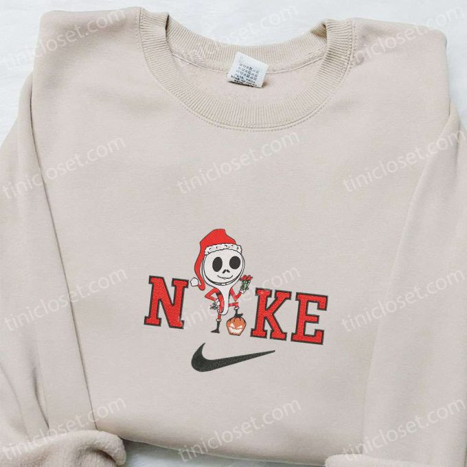 Nike x Santa Jack Skellington Embroidered Sweatshirt Nightmare Before Christmas Hoodie & T-Shirt