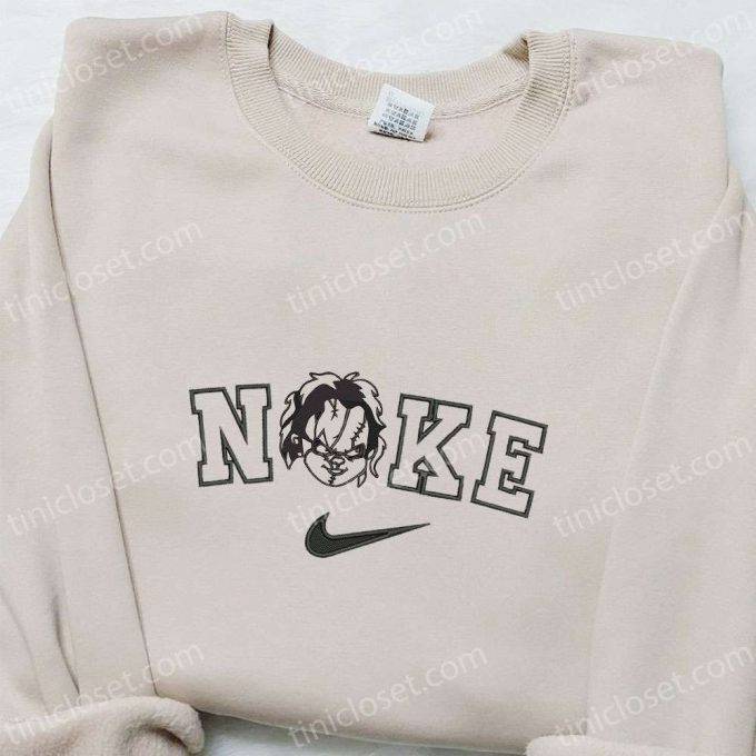 Nike x Scary Chucky Face Hoodie: Silhouette Horror Movie Sweatshirt Perfect Halloween Gift