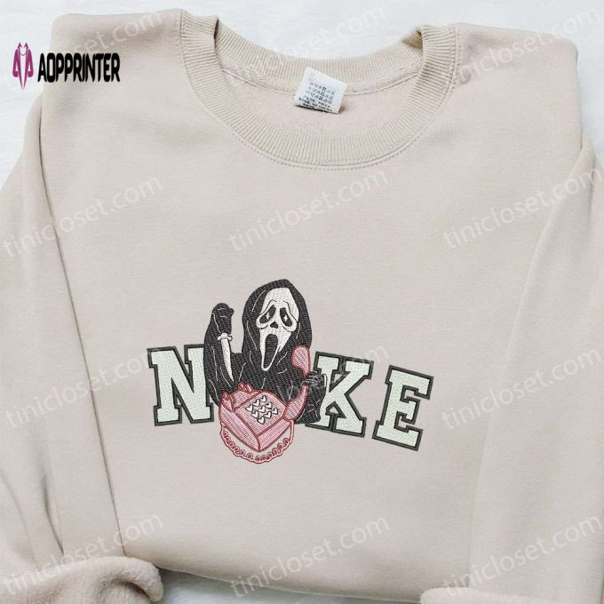 Nike x Scream You Hang Up Ghost Embroidered Shirt: Best Halloween Gift for Nike Inspired Halloween Lovers