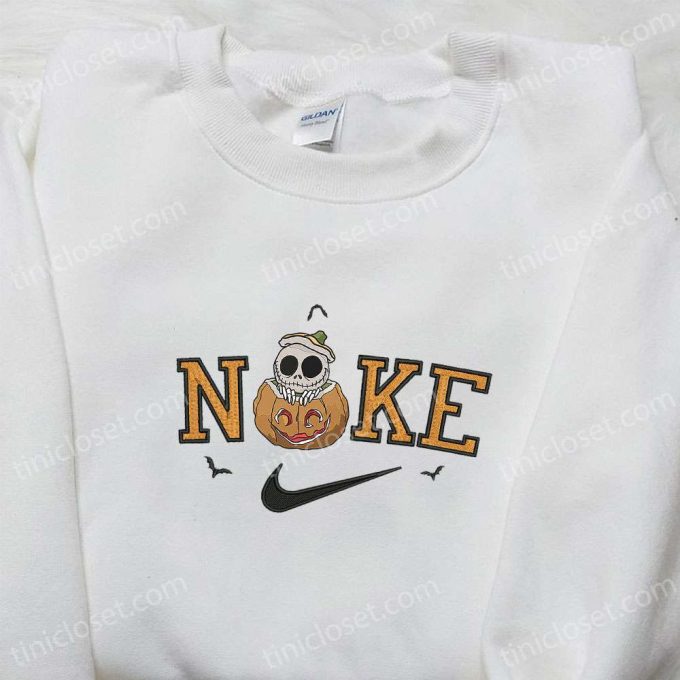 Spooky Chic: Nike x Skellington Pumpkin Halloween Hoodie T-shirt & Sweatshirt – Embroidered Perfection!