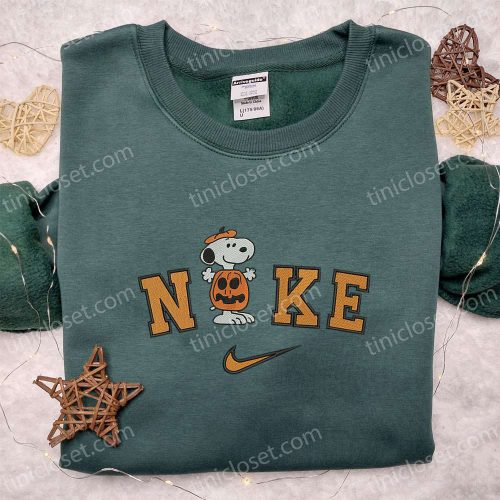 Nike x Snoopy Pumpkin Embroidered Shirt: Best Halloween Gift for Nike Inspired Halloween Lovers