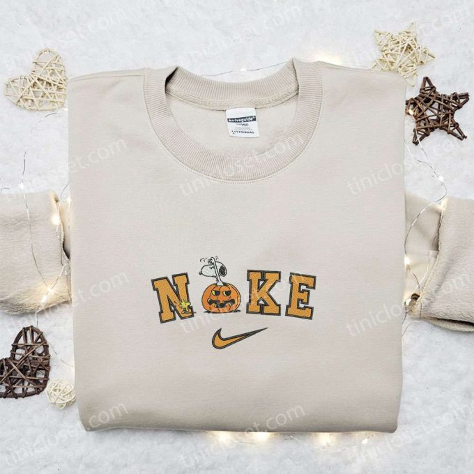 Nike x Snoopy Pumpkin Embroidered Sweatshirt: Best Halloween Gifts- Nike Inspired Hoodie