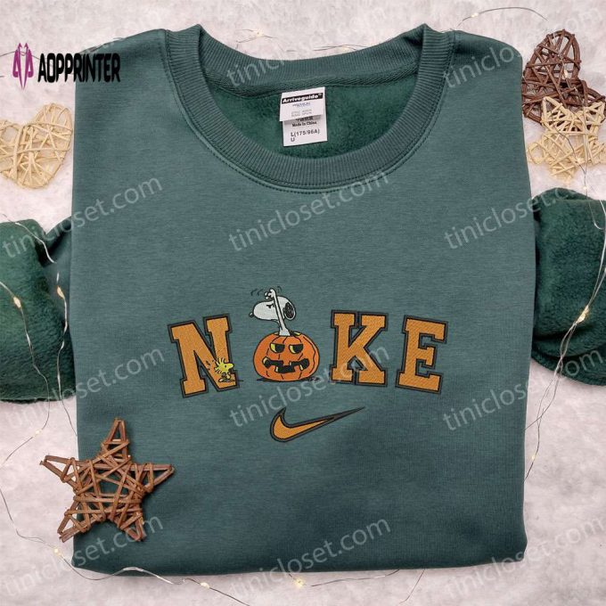 Nike x Snoopy Pumpkin Embroidered Sweatshirt: Best Halloween Gifts- Nike Inspired Hoodie