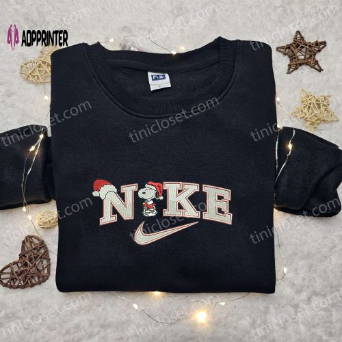 Nike x Snoopy Xmas Embroidered Shirt & Hoodie: Best Christmas Gift Ideas Custom Nike T-shirt