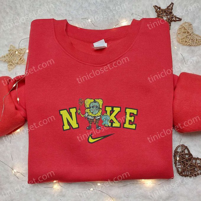 Spooktacular Nike x Spongebob Halloween Embroidered Sweatshirt Cartoon Hoodie & Adorable T-shirt