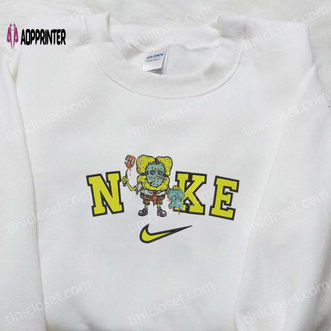 Spooktacular Nike x Spongebob Halloween Embroidered Sweatshirt Cartoon Hoodie & Adorable T-shirt