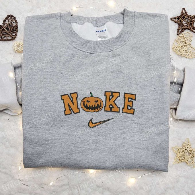 Nike x Spooky Pumpkin Halloween Hoodie & T-shirt: Embroidered Amazing Nike-Inspired Sweatshirt