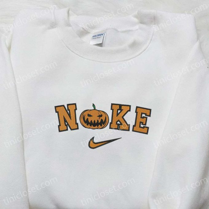 Nike x Spooky Pumpkin Halloween Hoodie & T-shirt: Embroidered Amazing Nike-Inspired Sweatshirt