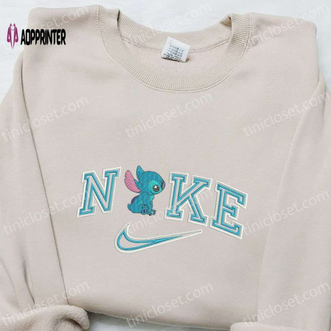 Nike x Stitch Cartoon Embroidered Sweatshirt: Best Family Gift Nike Inspired Hoodie