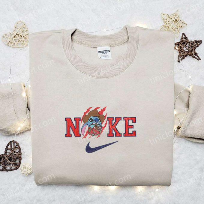 Nike x Stitch Freddy Krueger Embroidered Shirt – Funny Halloween & Nike Inspired Design